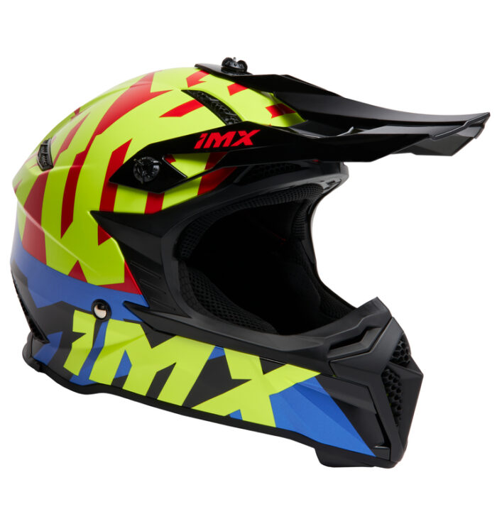 IMX Kask FMX-02 Black/Fluo Yellow/Blue/Fluo Red Gloss Graphic - obrazek 2