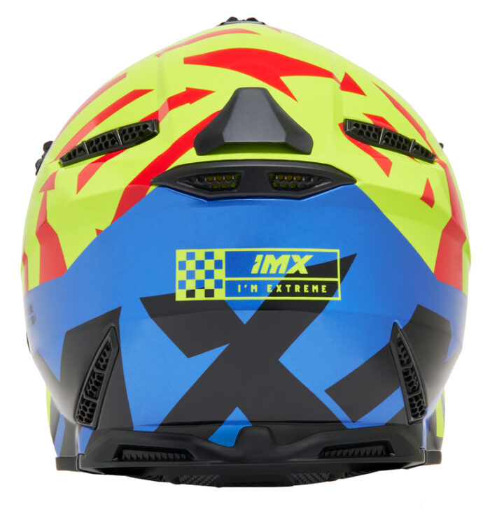 IMX Kask FMX-02 Black/Fluo Yellow/Blue/Fluo Red Gloss Graphic - obrazek 4