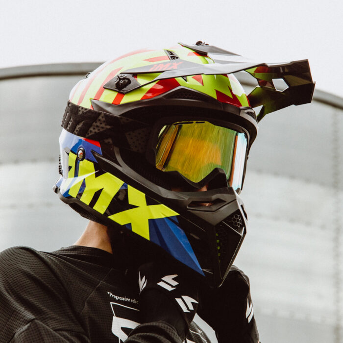 IMX Kask FMX-02 Black/Fluo Yellow/Blue/Fluo Red Gloss Graphic - obrazek 6