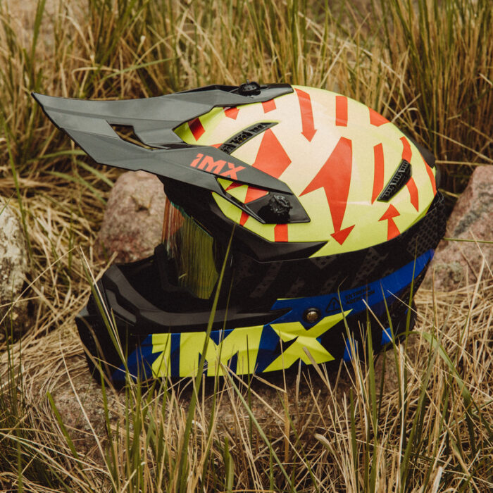 IMX Kask FMX-02 Black/Fluo Yellow/Blue/Fluo Red Gloss Graphic - obrazek 7
