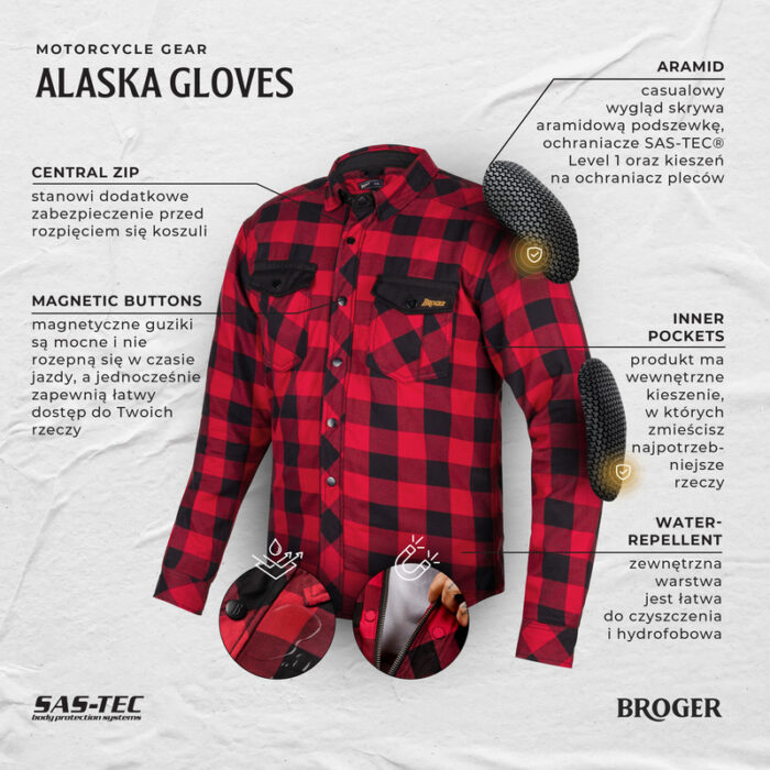 BROGER Koszula ALASKA Red/Black - obrazek 7