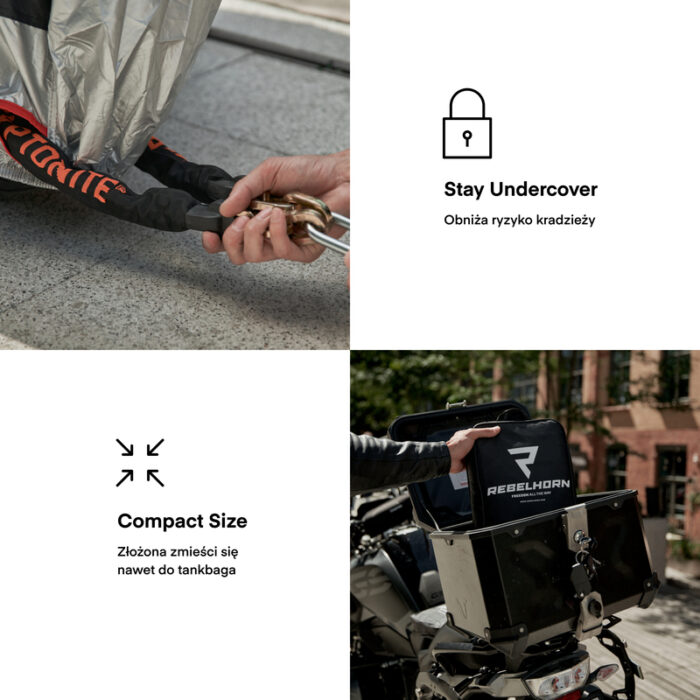 Rebelhorn Pokrowiec na motocykl COVER II z miejscem na kufer Black/Silver - obrazek 8