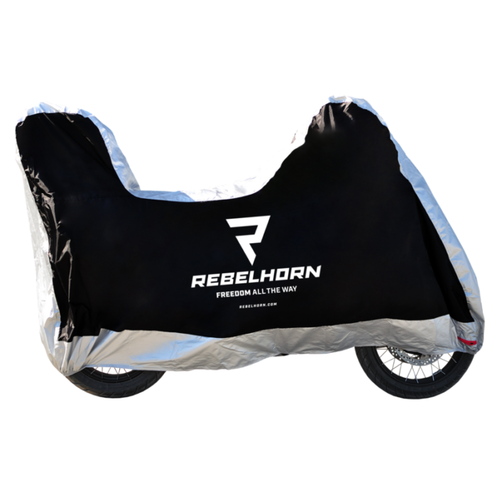 Rebelhorn Pokrowiec na motocykl COVER II z miejscem na kufer Black/Silver