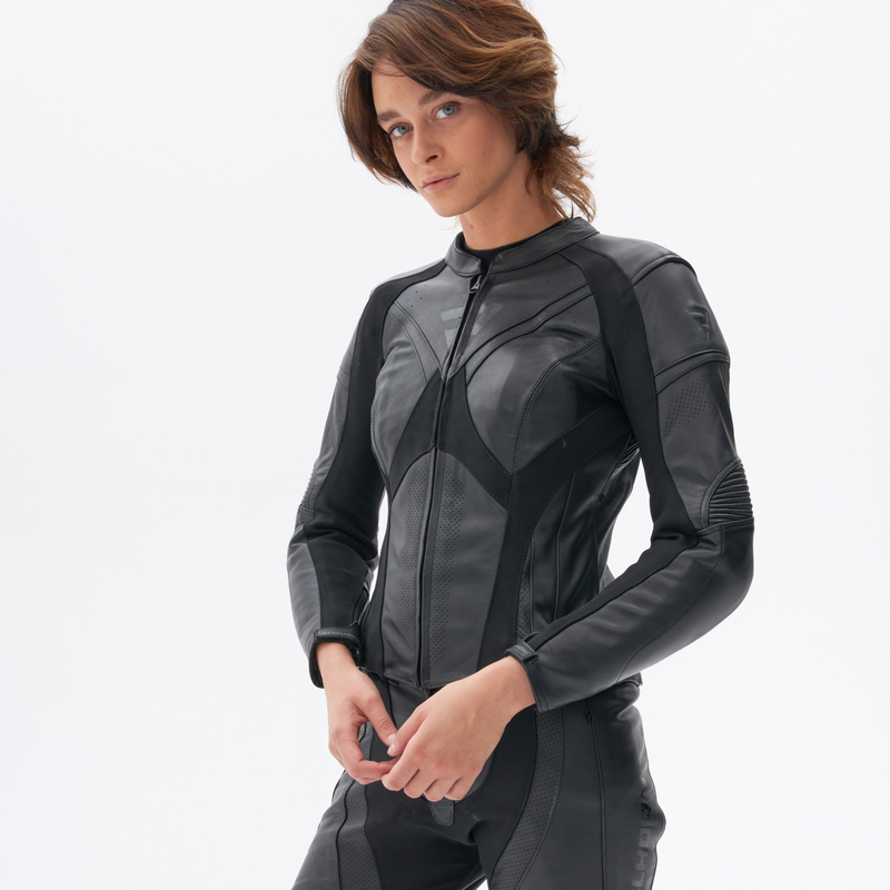 KURTKA MOTOCYKLOWA SKÓRZANA DAMSKA REBELHORN REBEL BLACK - obrazek 4
