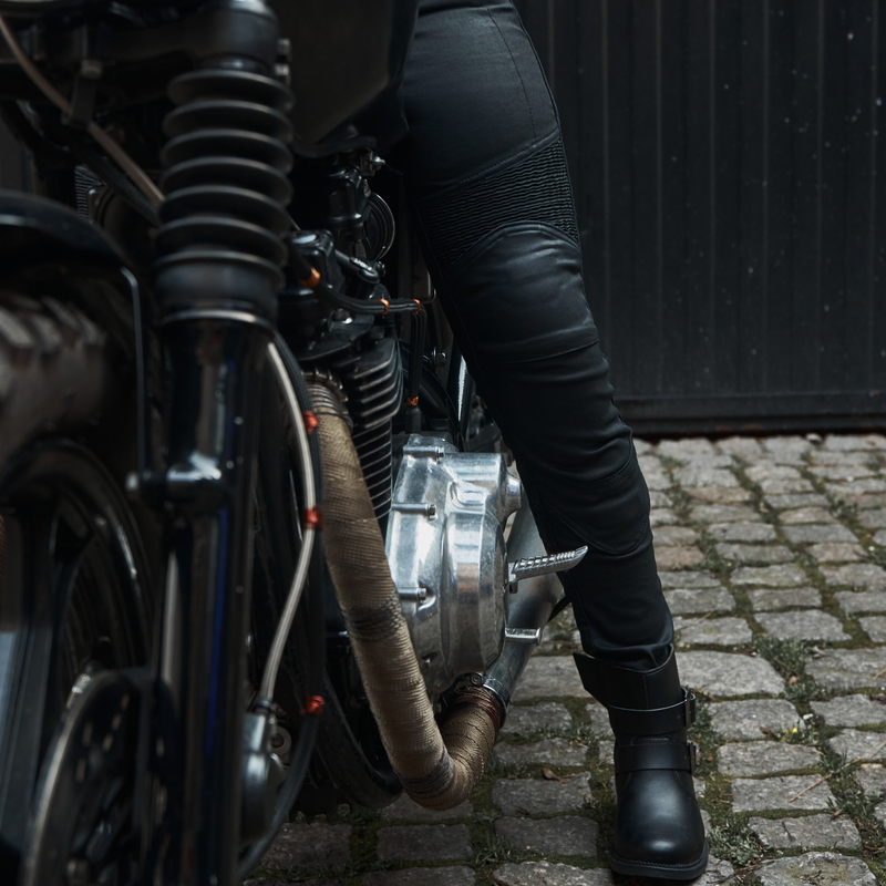 JEANSY MOTOCYKLOWE DAMSKIE OZONE ROXY WAXED BLACK - obrazek 5