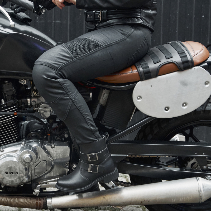 JEANSY MOTOCYKLOWE DAMSKIE OZONE ROXY WAXED BLACK - obrazek 7