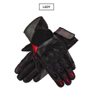 RĘKAWICE MOTOCYKLOWE DAMSKIE REBELHORN FLUX 2 BLACK GREY FLUO RED