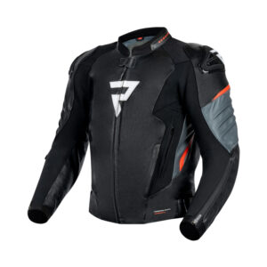 KURTKA MOTOCYKLOWA SKÓRZANA REBELHORN VELOCE BLACK GREY FLUO RED