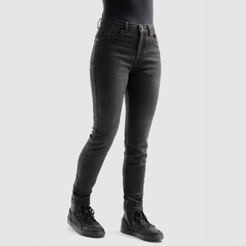 JEANSY MOTOCYKLOWE DAMSKIE REBELHORN BRONCO WASHED BLACK MONOLAYER - obrazek 4