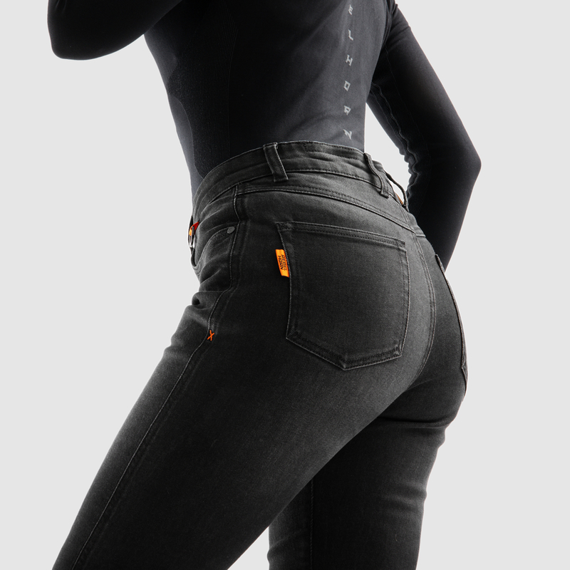 JEANSY MOTOCYKLOWE DAMSKIE REBELHORN BRONCO WASHED BLACK MONOLAYER - obrazek 6