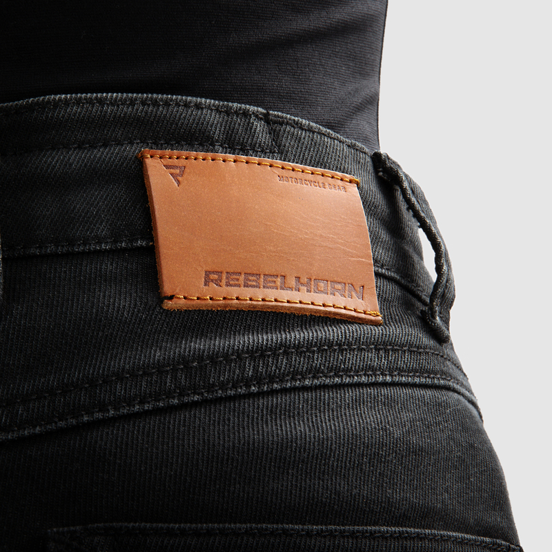 JEANSY MOTOCYKLOWE DAMSKIE REBELHORN BRONCO WASHED BLACK MONOLAYER - obrazek 8