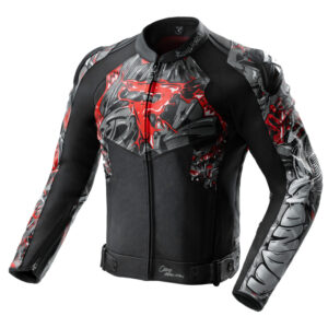 KURTKA MOTOCYKLOWA SKÓRZANA REBELHORN VANDAL 2 CRUZE BLACK DARK GREY RED