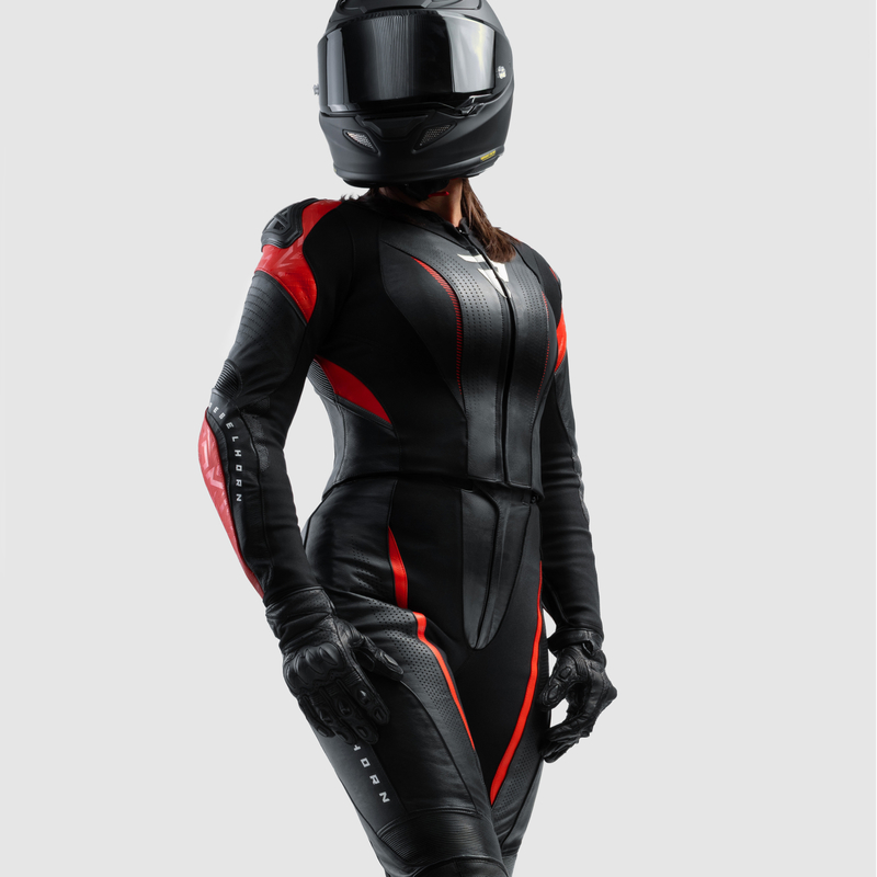 KURTKA MOTOCYKLOWA SKÓRZANA DAMSKA REBELHORN DIVA RS BLACK RED - obrazek 4
