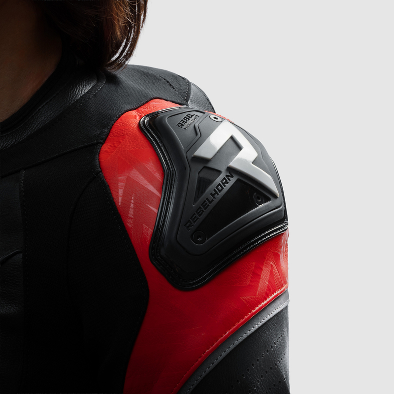 KURTKA MOTOCYKLOWA SKÓRZANA DAMSKA REBELHORN DIVA RS BLACK RED - obrazek 11