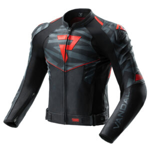 KURTKA MOTOCYKLOWA SKÓRZANA REBELHORN VANDAL 2 BLACK GREY FLUO RED