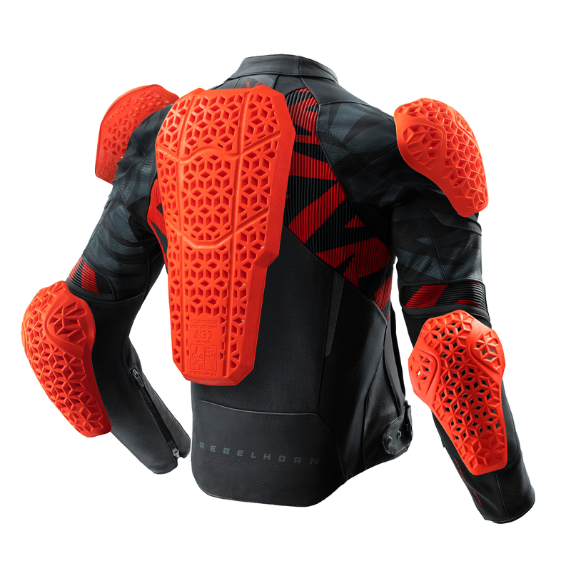 KURTKA MOTOCYKLOWA SKÓRZANA REBELHORN VANDAL 2 BLACK GREY FLUO RED - obrazek 5