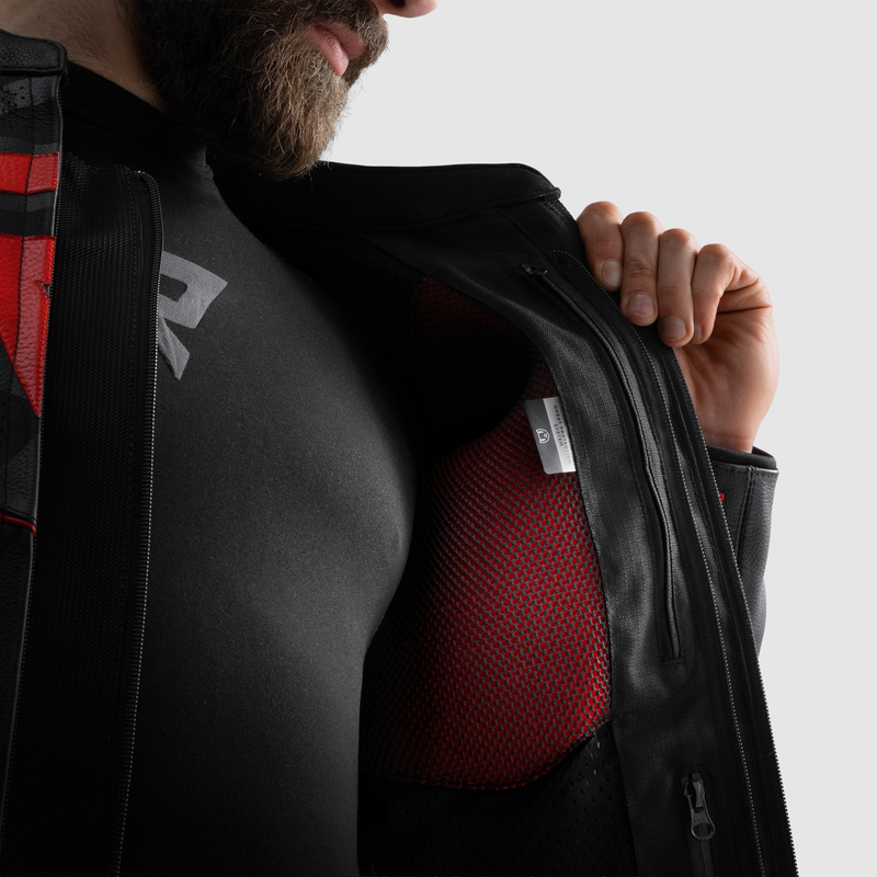 KURTKA MOTOCYKLOWA SKÓRZANA REBELHORN VANDAL 2 BLACK GREY FLUO RED - obrazek 13