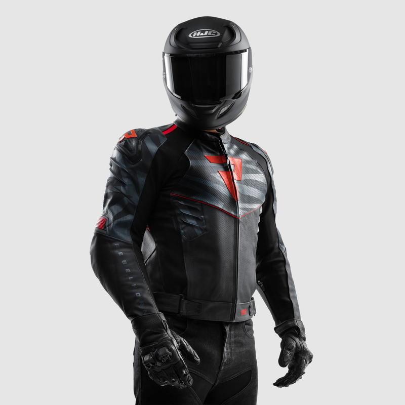 KURTKA MOTOCYKLOWA SKÓRZANA REBELHORN VANDAL 2 BLACK GREY FLUO RED - obrazek 16