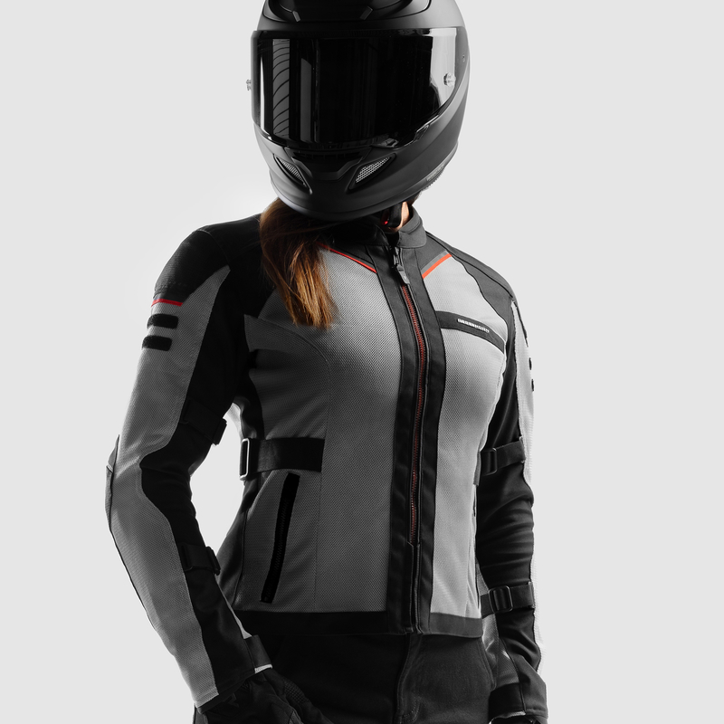 KURTKA MOTOCYKLOWA TEKSTYLNA DAMSKA REBELHORN SCANDAL 3 BLACK GREY RED - obrazek 4