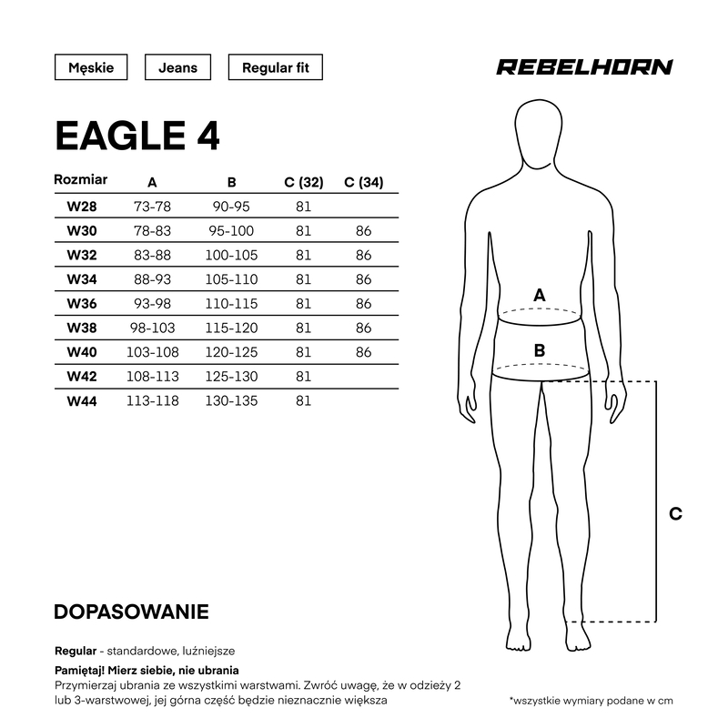 JEANSY MOTOCYKLOWE REBELHORN EAGLE 4 BLACK REGULAR FIT - obrazek 13