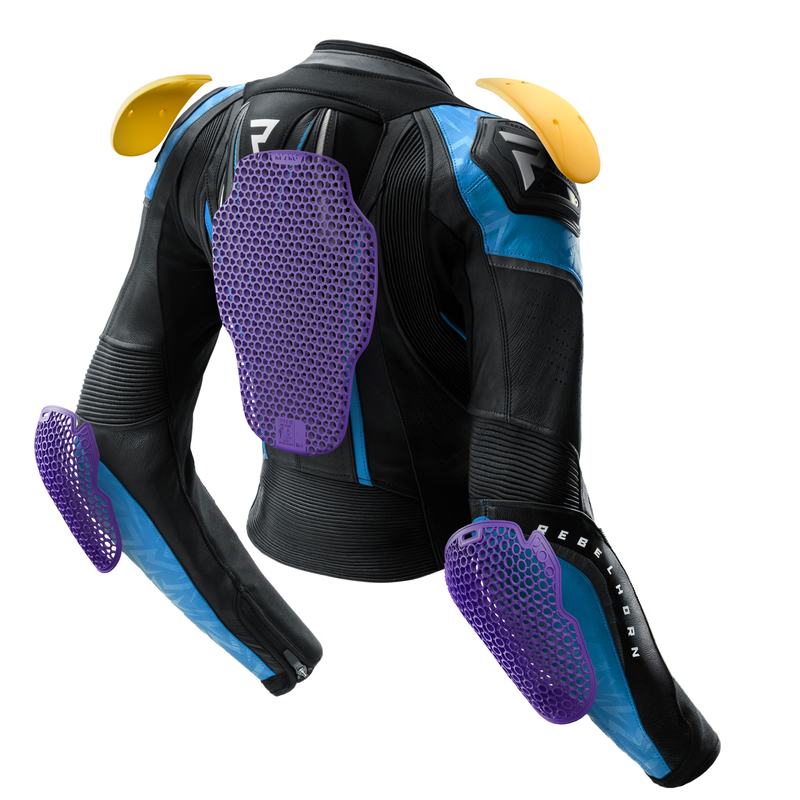 KURTKA MOTOCYKLOWA SKÓRZANA DAMSKA REBELHORN DIVA RS BLACK BLUE - obrazek 15
